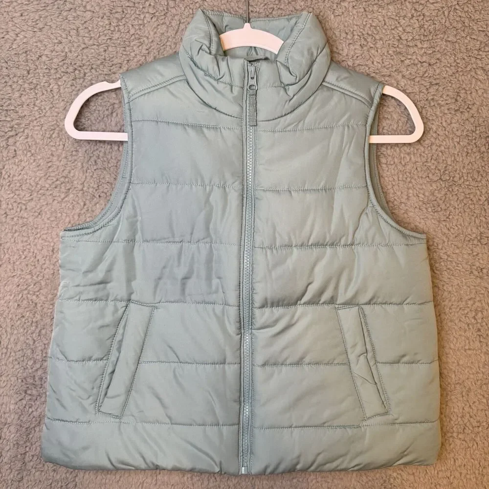 The Children's Place Green Girls Puffer Full Zip Vest‎ Pockets Size XL 14 NWOT